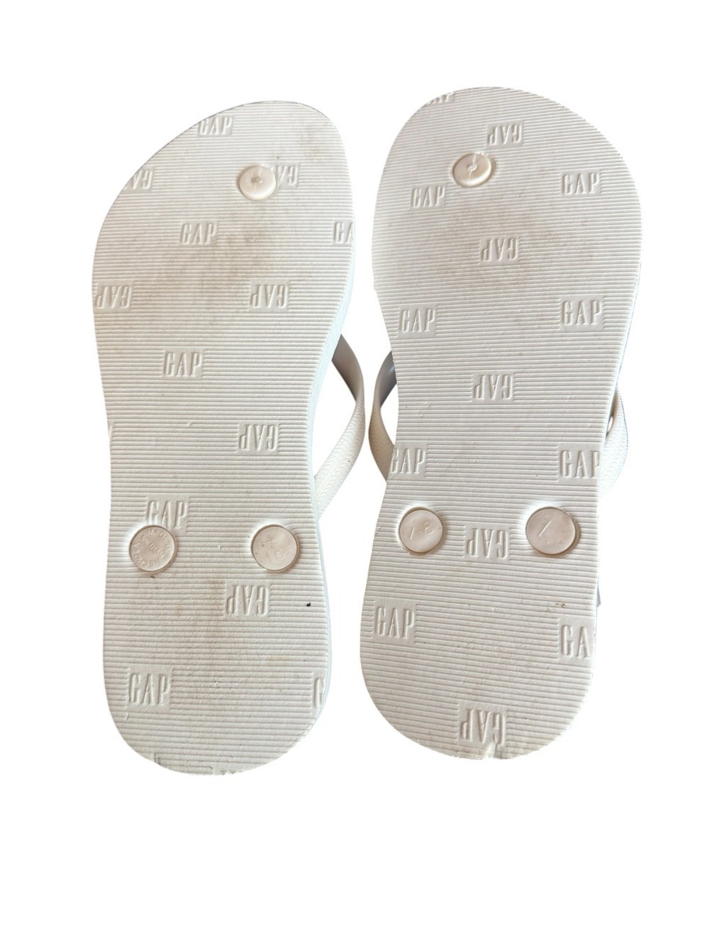 GAP White Flip Flop Sandals Gold Logo - Picture 4 of 4
